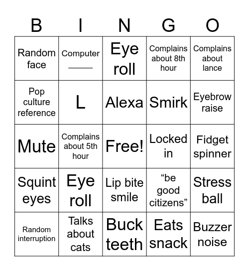 Ms G Bingo Card