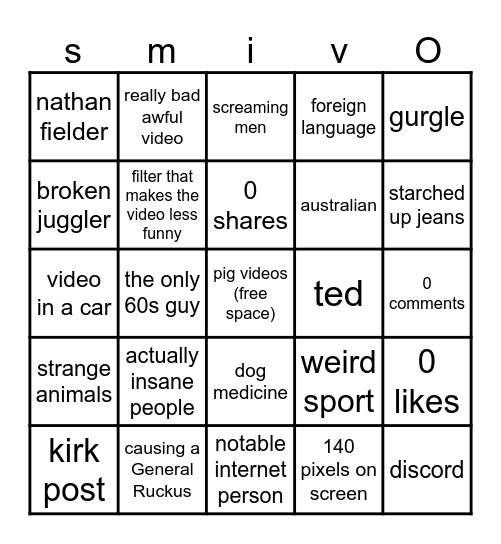 kaimans tiktok fyp bingo Card