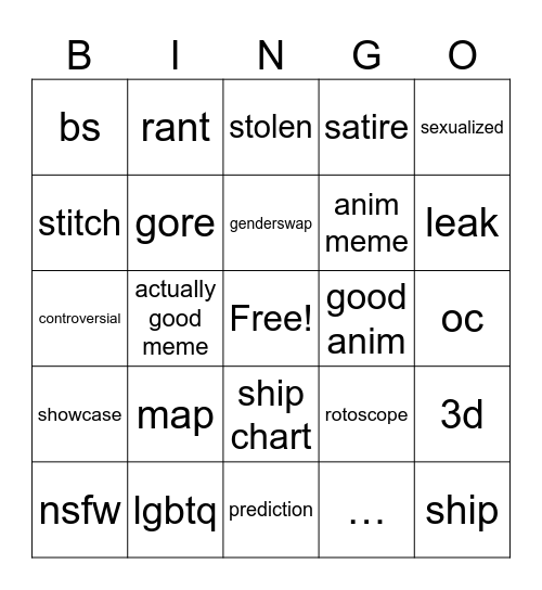 dandys world tiktok bingo Card