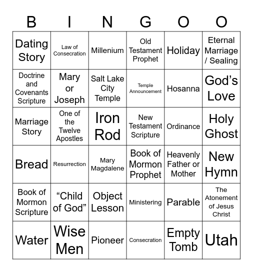 General Conference Oct. 2027 Bingo Card