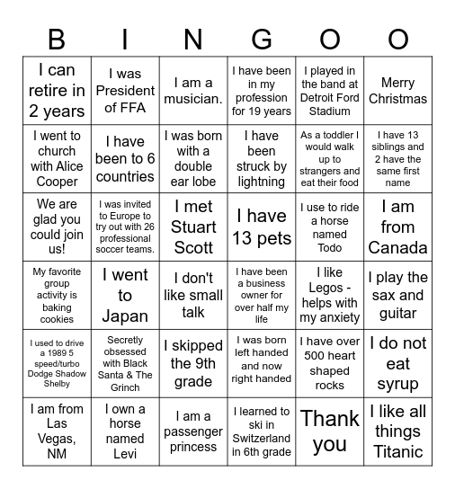 Mingle and Jingle Bingo Card