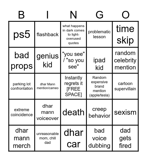 Dhar Mann Bingo v4 Bingo Card