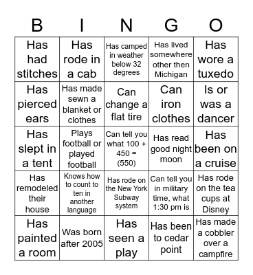 Ice Breaker Bingo Card