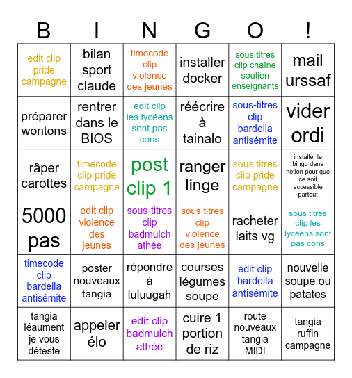 TO DO BINGO Card