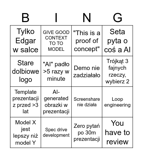 Tech Talks Bingo Card