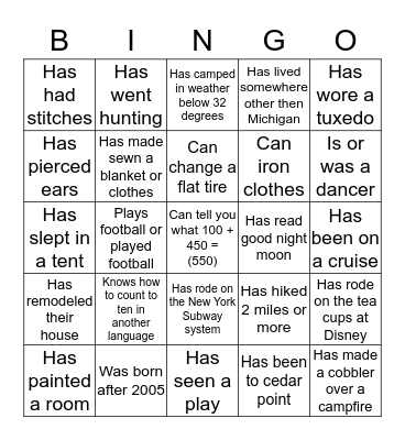 Ice Breaker Bingo Card