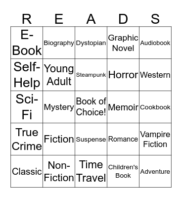 Ground Breaking Reads Bingo Card