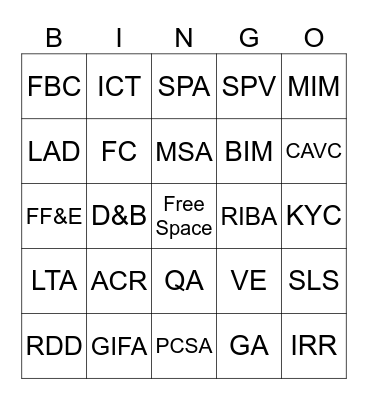 WEPCo Acronym Bingo Card