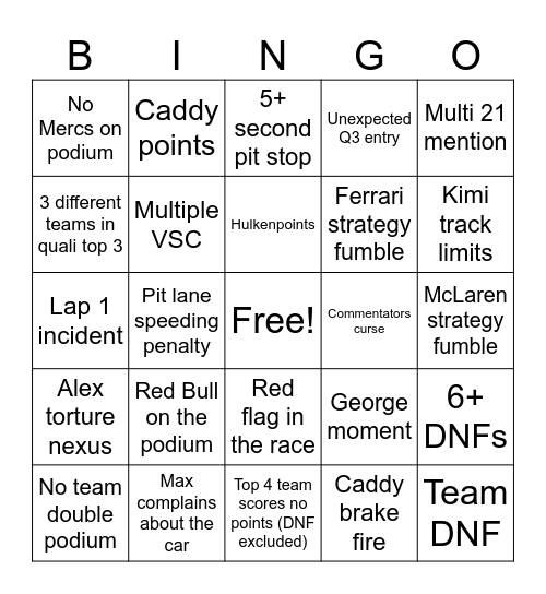 Bahlaysia Bingo Card