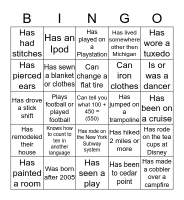 Ice Breaker Bingo Card