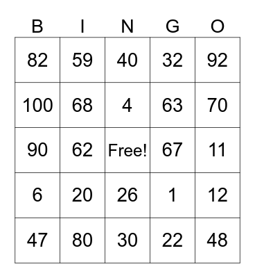 ESA-illan bingo Card