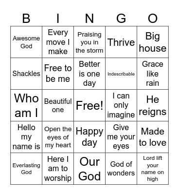 2000s worship Bingo Card