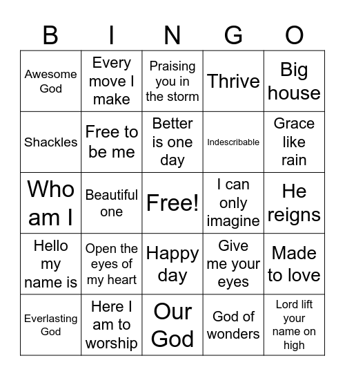 2000s worship Bingo Card