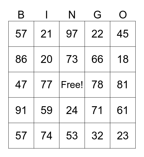 Untitled Bingo Card