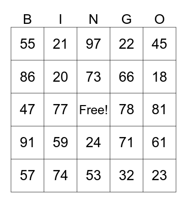 Untitled Bingo Card