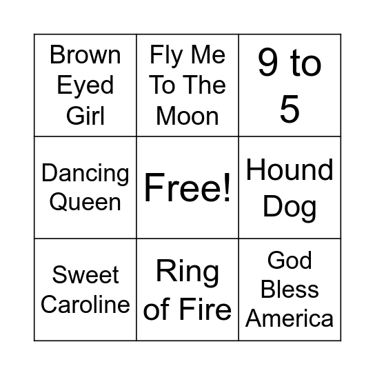 Name That Tune... BINGO! Bingo Card