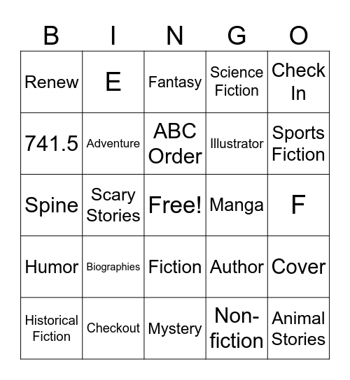 Library Vocab Bingo Card