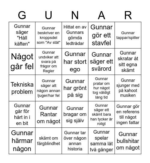 Bingunnar Bingo Card