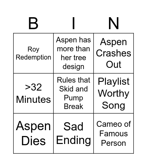 Spooky Month Bingo Card