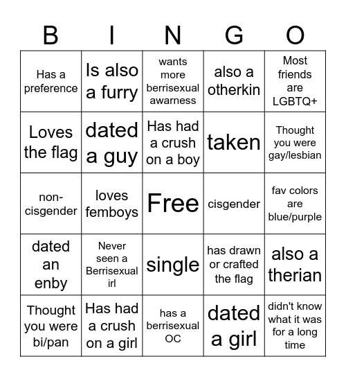 Berrisexual Bingo Card