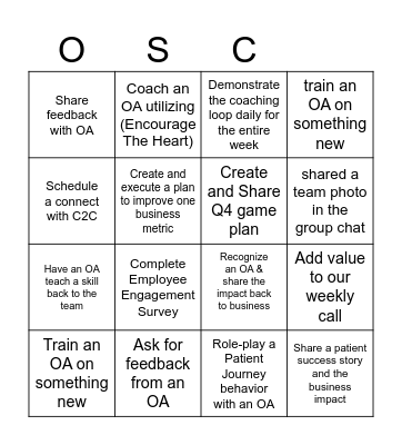 OSC Manager  Bingo Card
