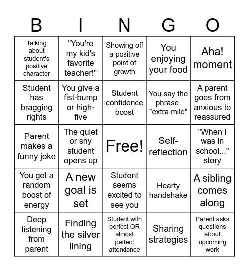 HMS-7 PT Conferences Bingo Card