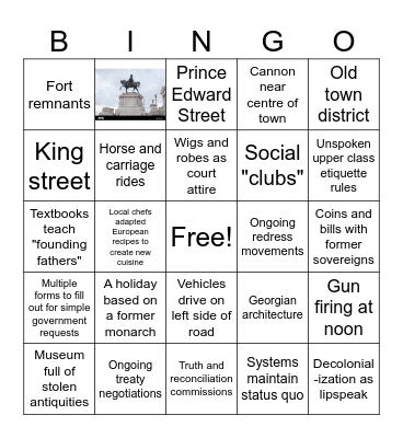 How Colonial is Your Country? Bingo Card