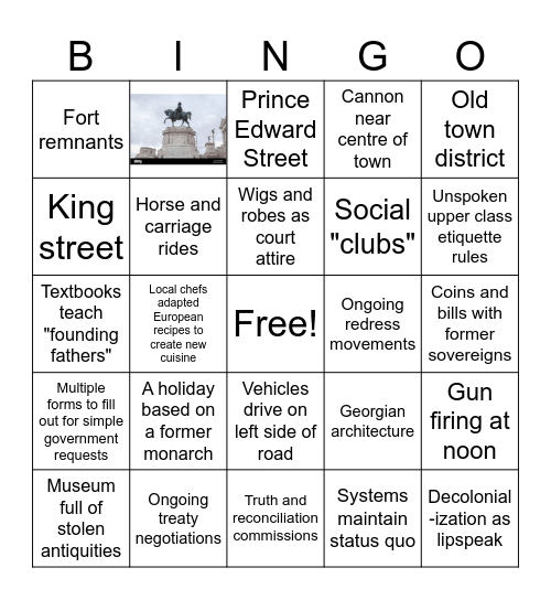 How Colonial is Your Country? Bingo Card