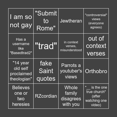 "Theologian" Bingo Card