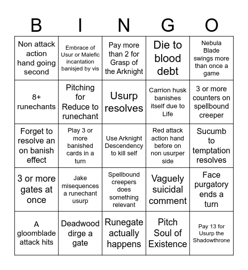 Jake Playing Viscerai Bingo Card