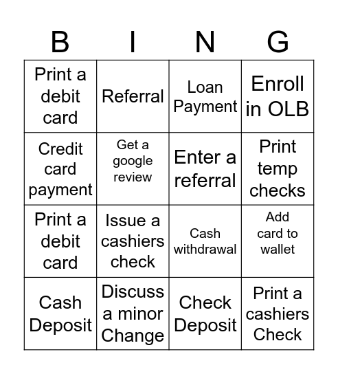 Teller Bingo Card