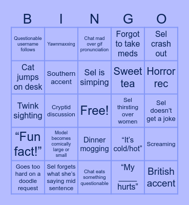 Selillu Bingo Card