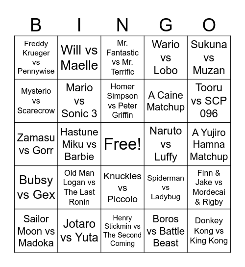 DB 27 Predictions Bingo Card