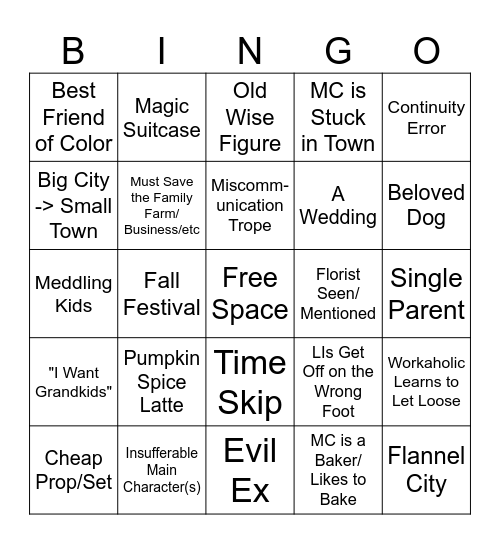 Hallmark Bingo Card