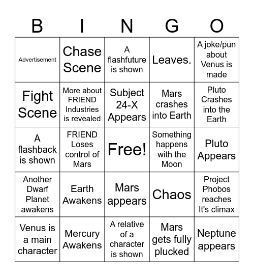 TMWU Episode 16 Bingo Card