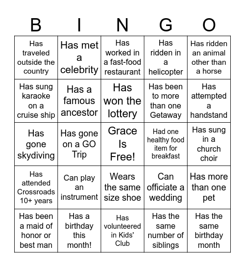 2026 SENIOR GETAWAY Bingo Card