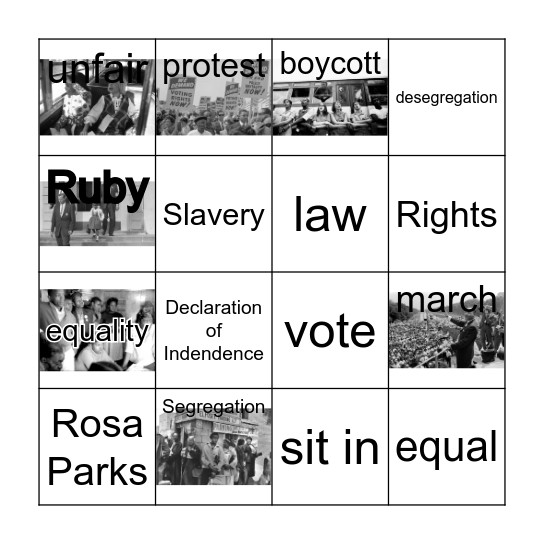 Civil Rights Movement Bingo Card