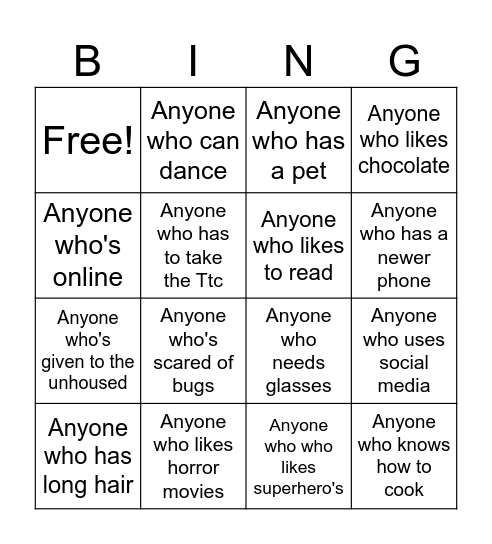 Network Bingo Card