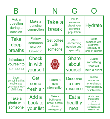 Conference Bingo Challenge Bingo Card