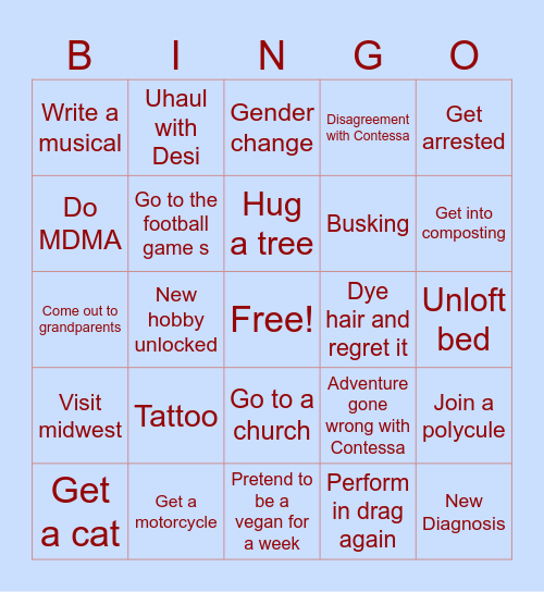 Portland Claire Bingo Card