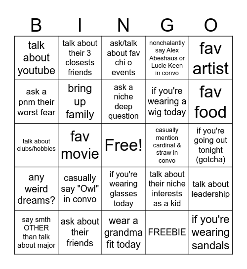 RECRUITMENT BINGO! Bingo Card