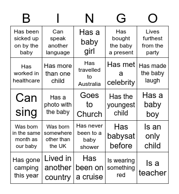 Find the Guest Bingo Card