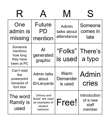 Ramily Bingo Card