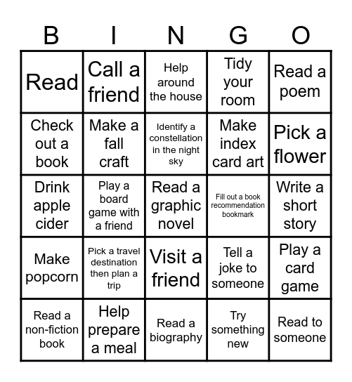Teentober Bingo Card