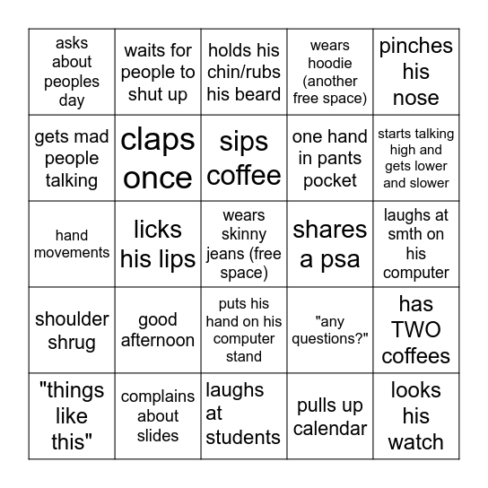 BINGORE Bingo Card