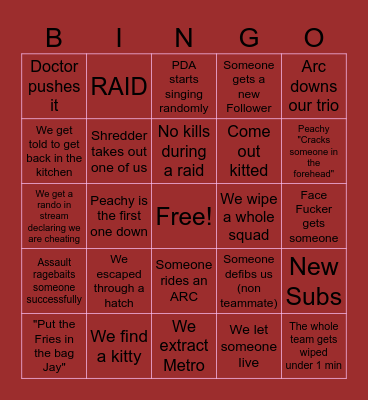 PDA BINGO Card