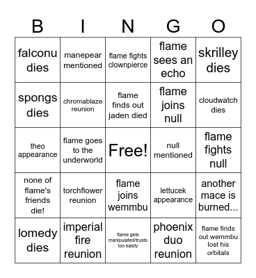flamefrags upload bingo Card