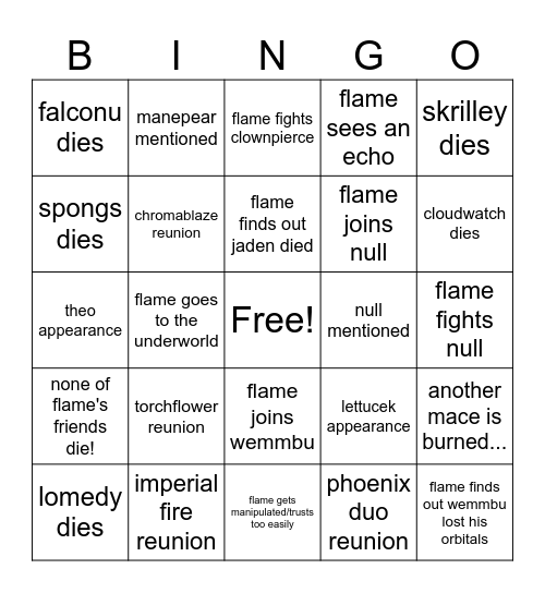 flamefrags upload bingo Card