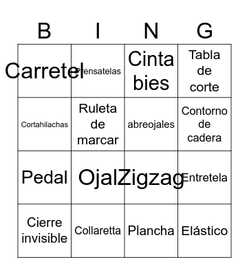 Bingo Costurero Bingo Card