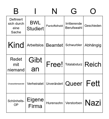 Klassentreffen Bingo Card